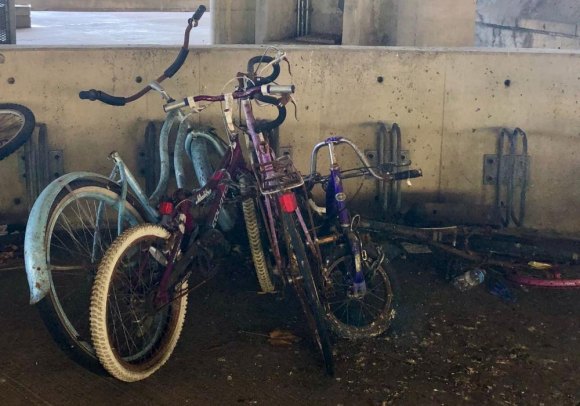Hey, RIOC! Let's do something about the bikes while there's time. Still unaddressed, public spaces are being used as abandoned bicycle junkyards.
